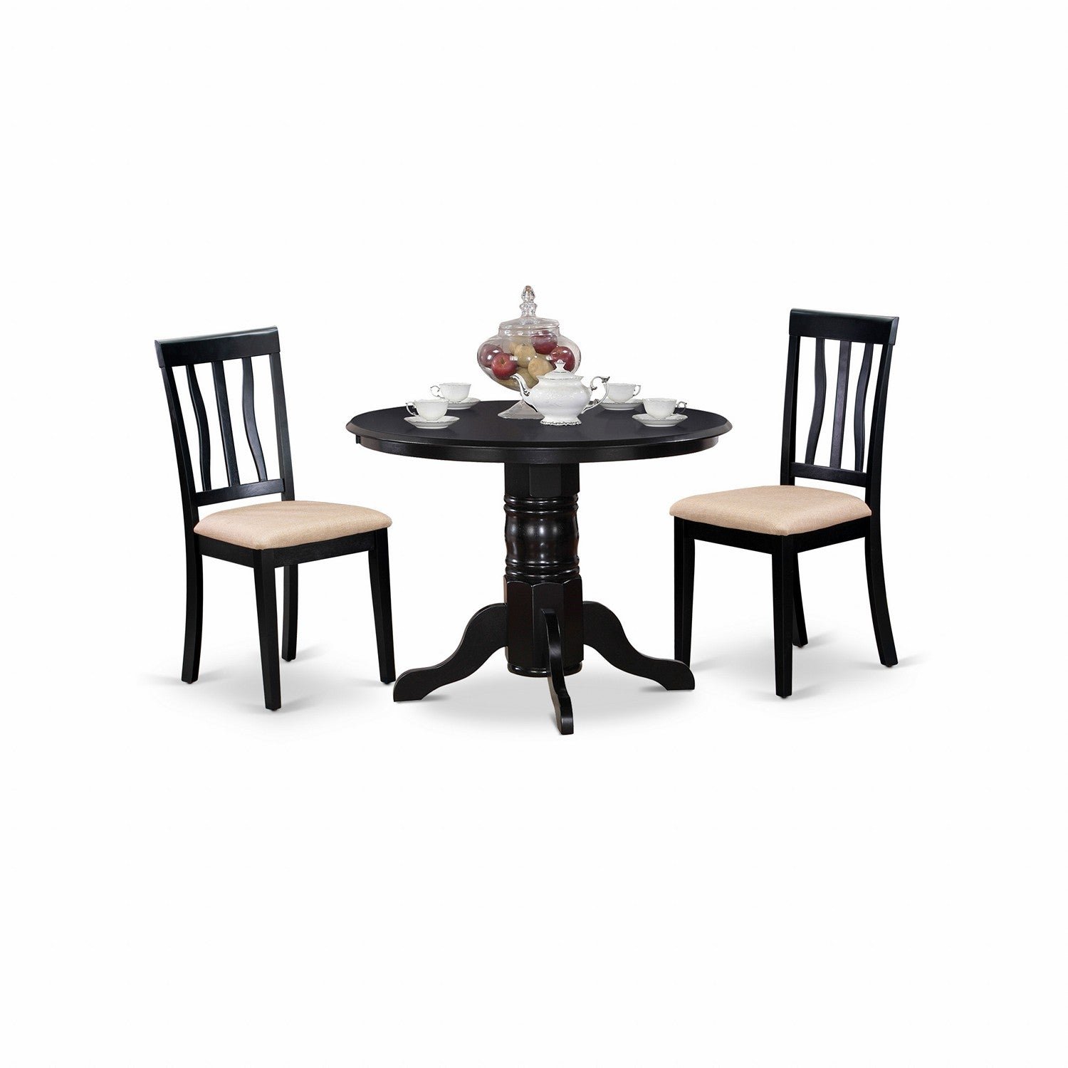 SHAN3-BLK-C 3 Pc dinette Table set-Small Kitchen Table and 2 Dining Chairs