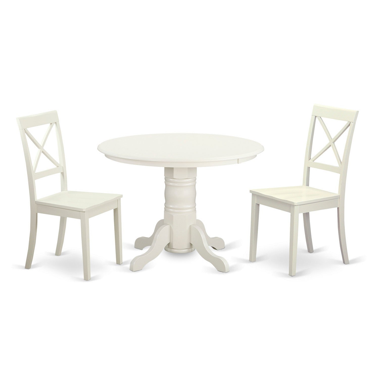 SHBO3-WHI-W 3 Pc Dining room set-Kitchen dinette Table and 2 Dining Chairs
