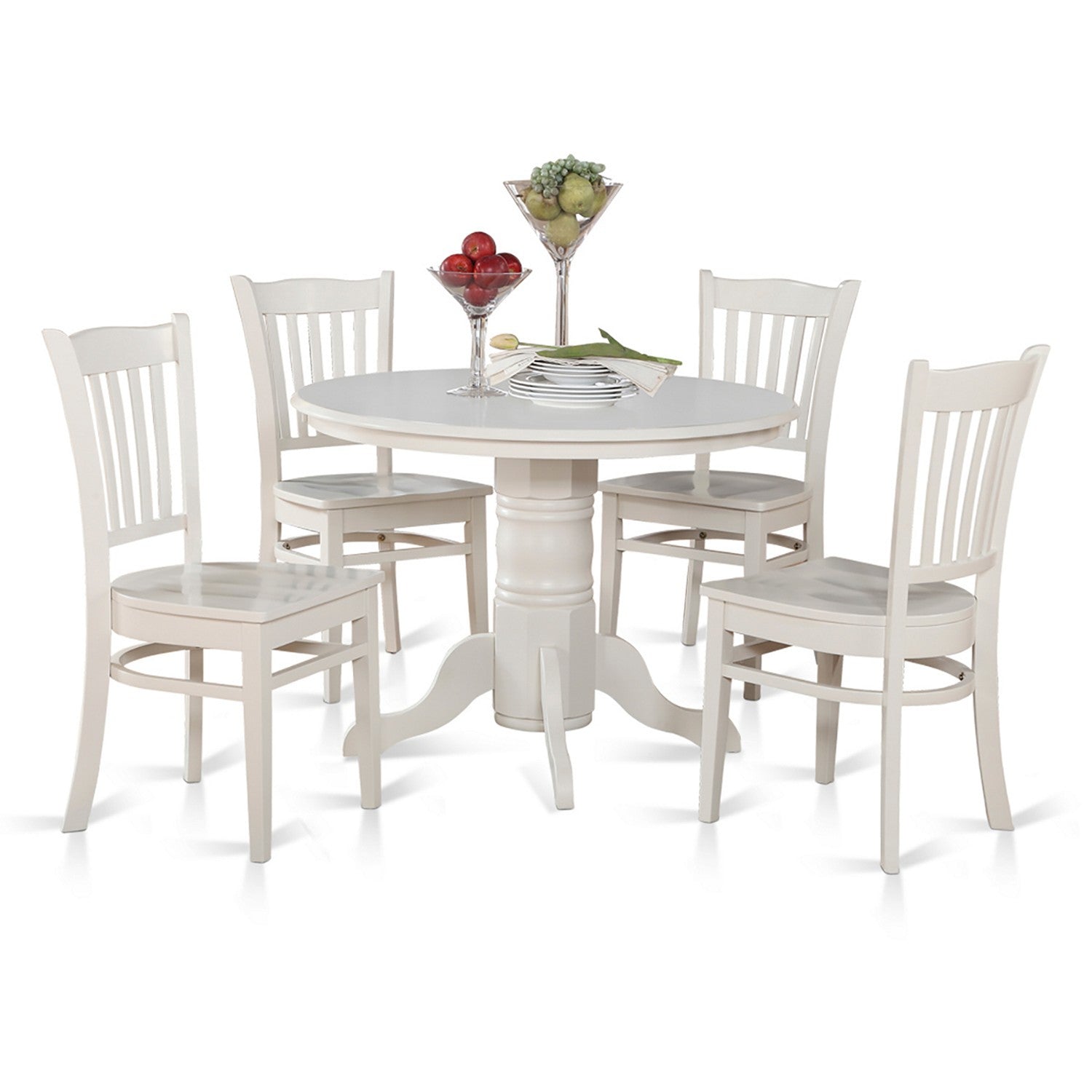 SHGR5-WHI-W 5 Pc small Kitchen Table and Chairs set-Round Table and 4 Kitchen Chairs