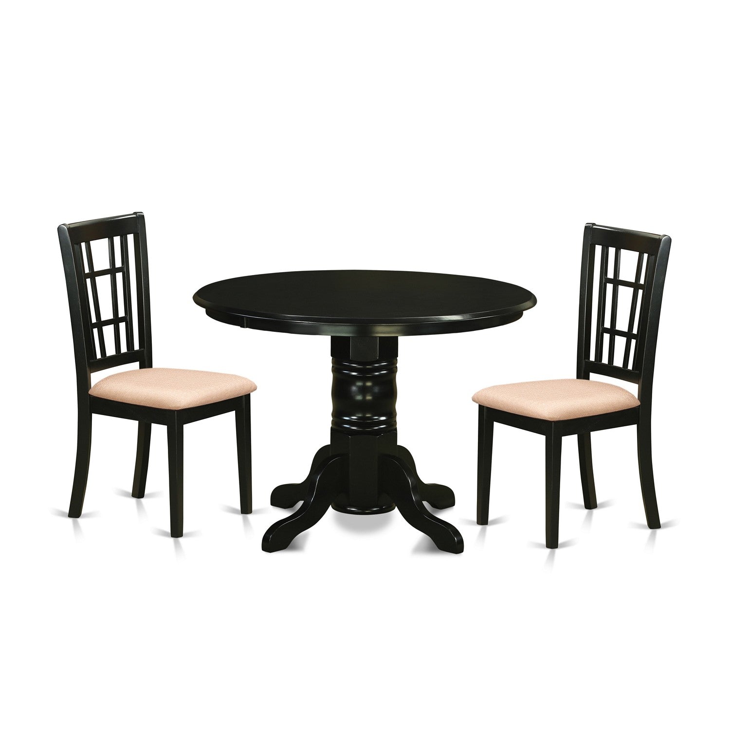 SHNI3-BLK-C 3 PcKitchen Table set-Kitchen dinette Table and 2 Kitchen Chairs