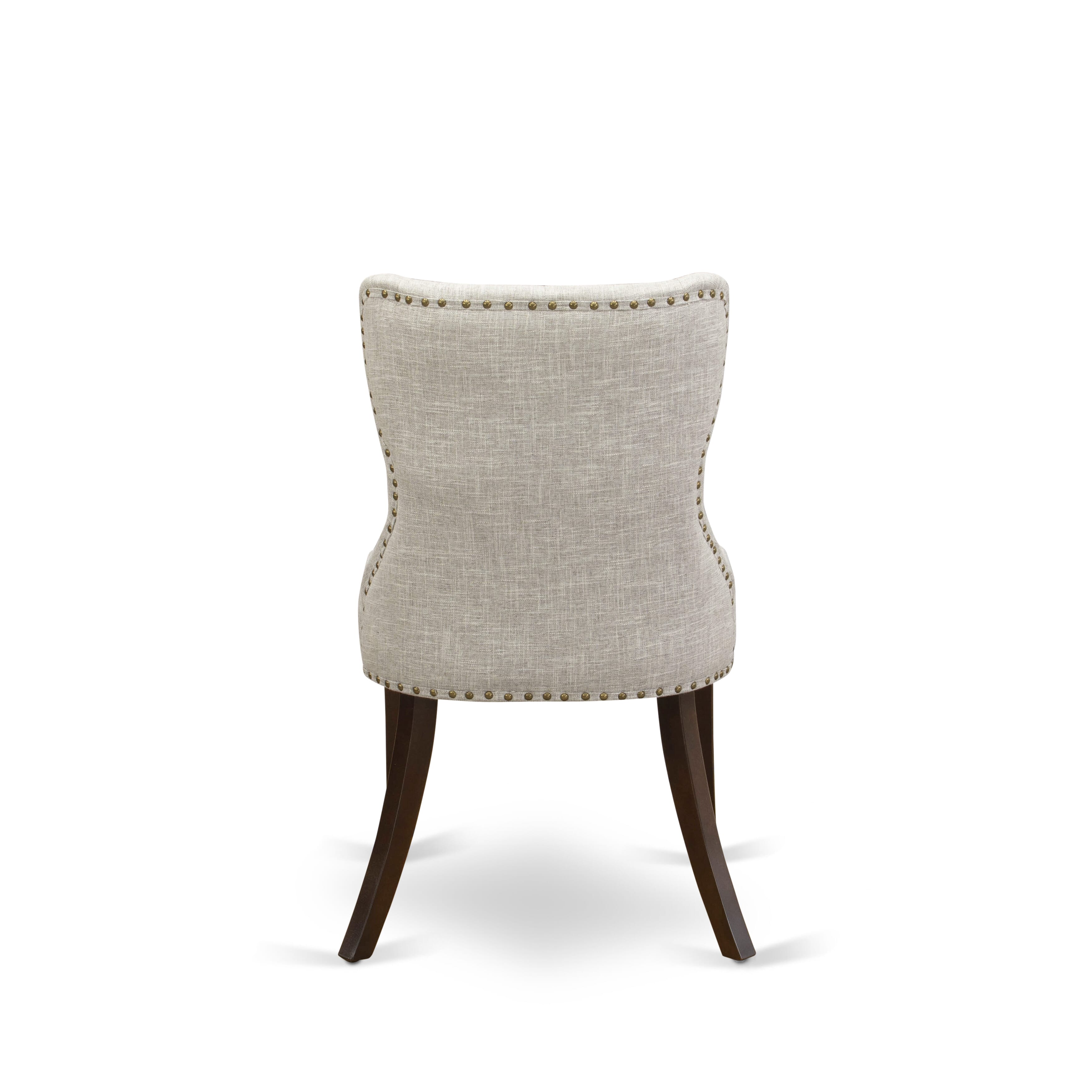 East-West Furniture MZSI5-MAH-35 - A kitchen table set of 4 amazing kitchen chairs with Linen Fabric Doeskin color and a lovely wooden dining table with Mahogany Finish