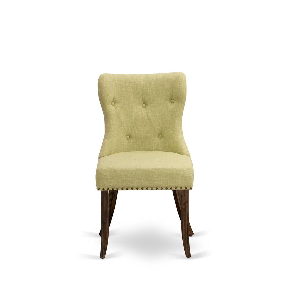 East West Furniture F2SI7-737 7 Piece Dining Table Set Consist of a Round Kitchen Table with Pedestal and 6 Limelight Linen Fabric Parson Dining Room Chairs