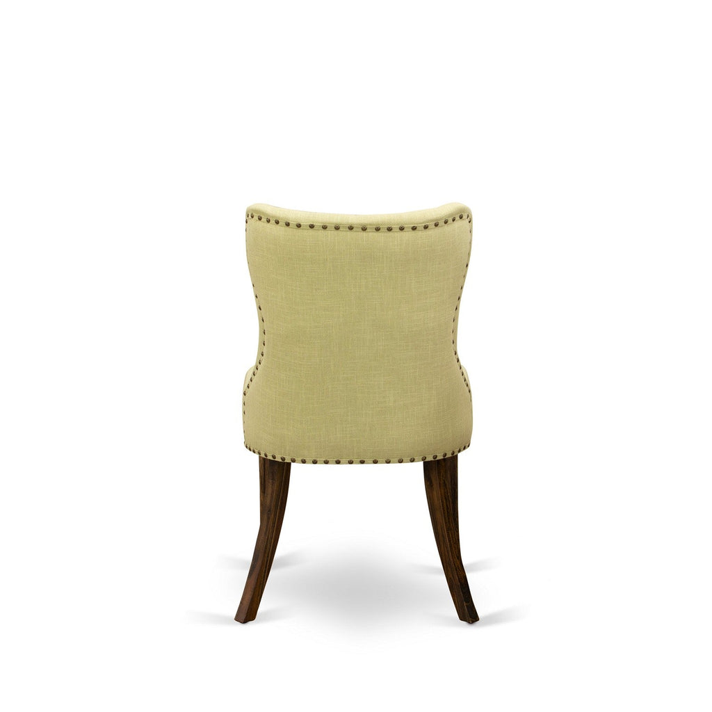 East West Furniture F2SI7-737 7 Piece Dining Table Set Consist of a Round Kitchen Table with Pedestal and 6 Limelight Linen Fabric Parson Dining Room Chairs