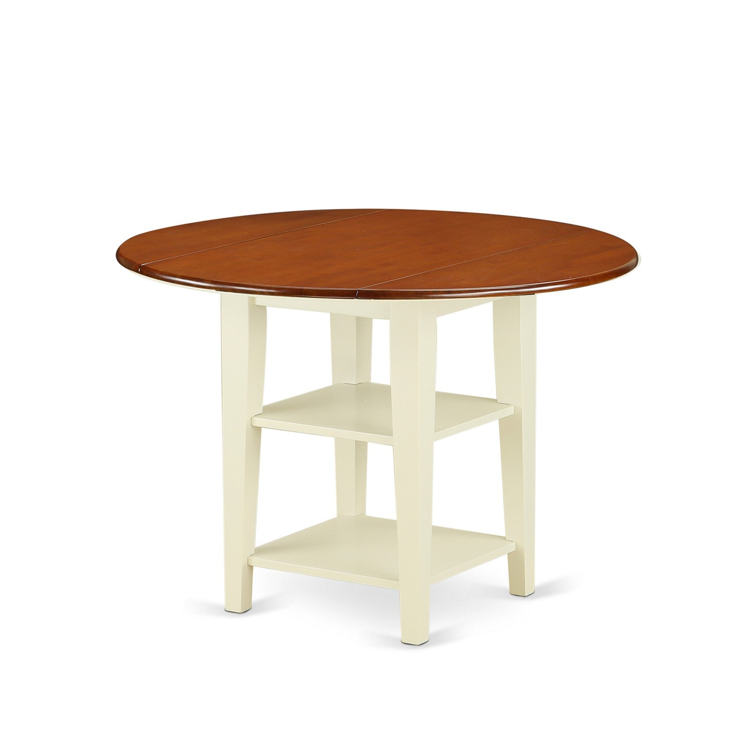 SUQU5-BMK-W 5 Piece Sudbury Set With One Round Dinette Table And 4 X Back Dinette Chairs With Wood Seat In A Elegant Buttermilk and Cherry Finish.