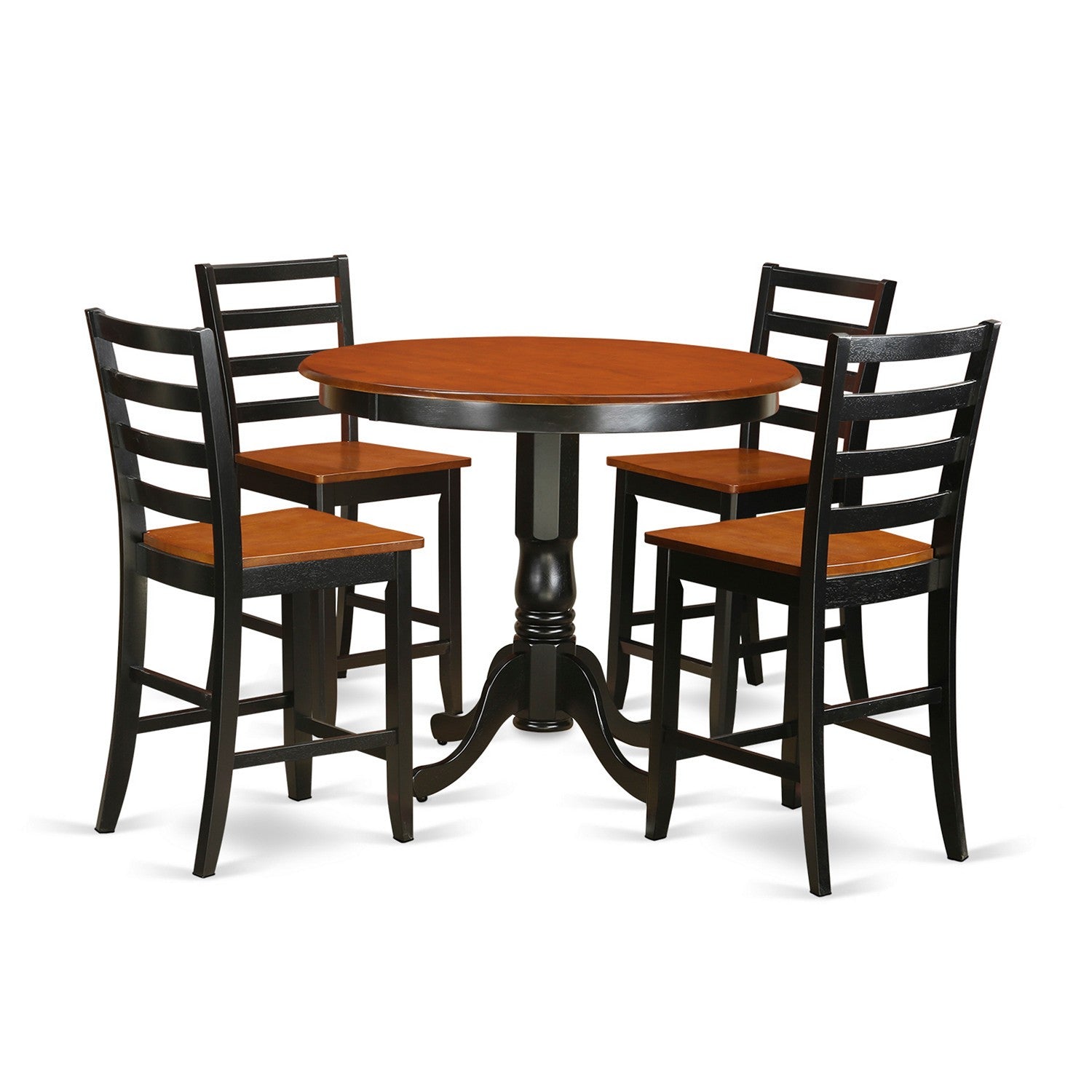 TRFA5-BLK-W 5 Pc pub Table set - Kitchen dinette Table and 4 bar stools.