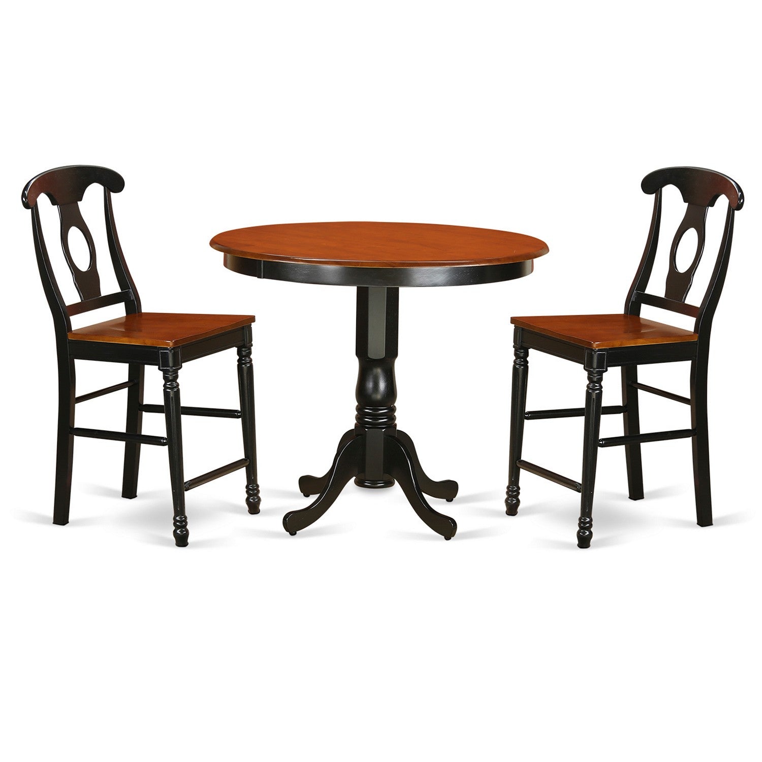 TRKE3-BLK-W 3 Pc pub Table set - Small Kitchen Table and 2 counter height stool.
