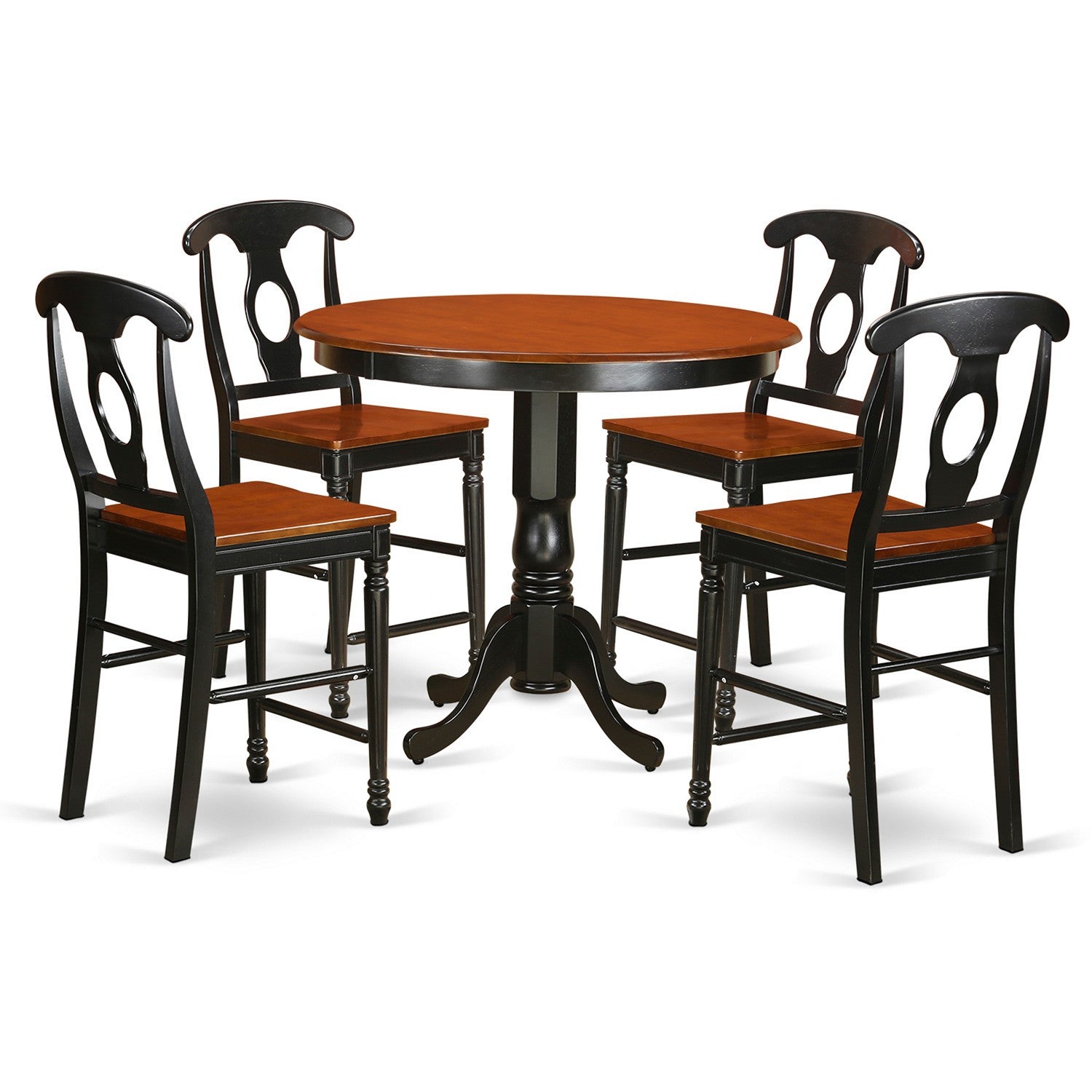 TRKE5-BLK-W 5 Pc counter height Table and chair set - high top Table and 4 Kitchen bar stool.