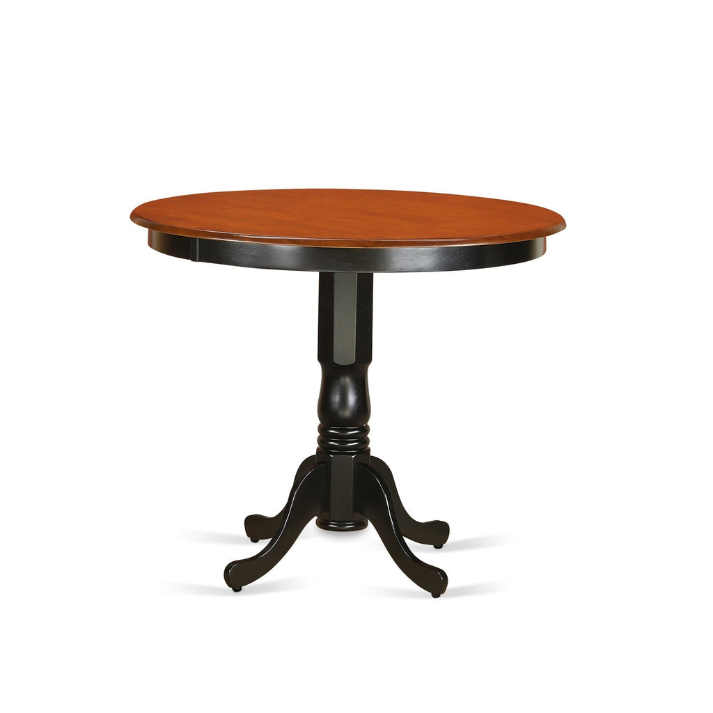 East West Furniture TRT-BLK-TP Trenton Counter Height Table - a Round Dining Table Top with Pedestal Base