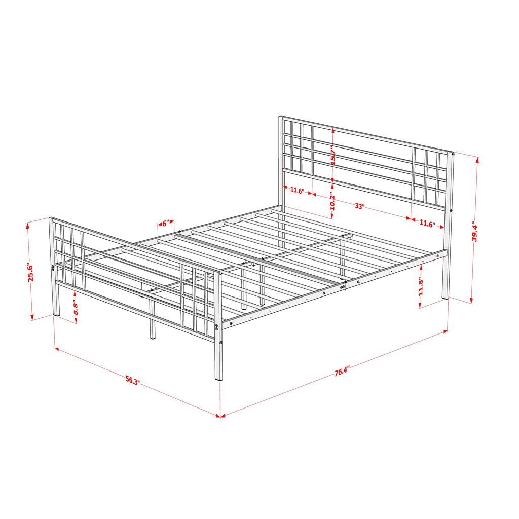 East West Furniture TYFBBLK Tyler Bed Frame with 9 Metal Legs - High-class Bed in Powder Coating Black Color