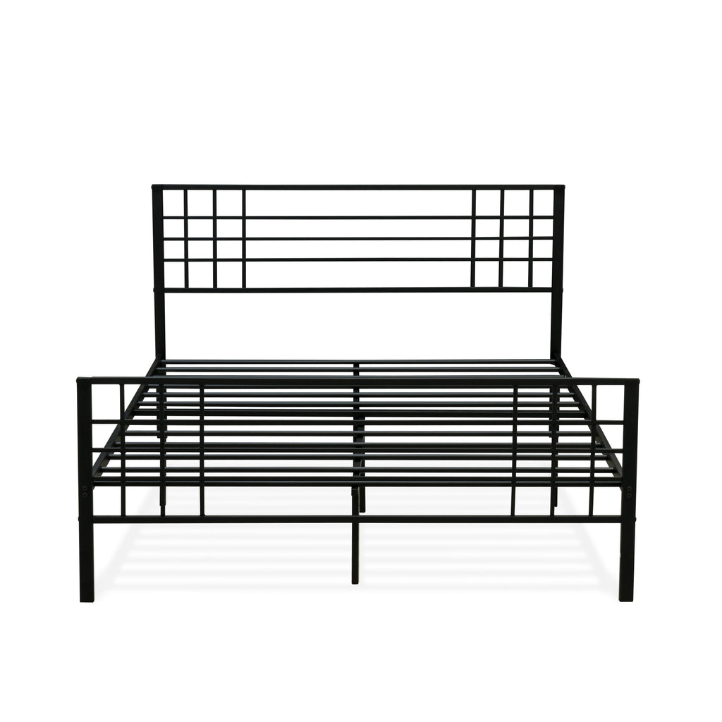 East West Furniture TYFBBLK Tyler Bed Frame with 9 Metal Legs - High-class Bed in Powder Coating Black Color