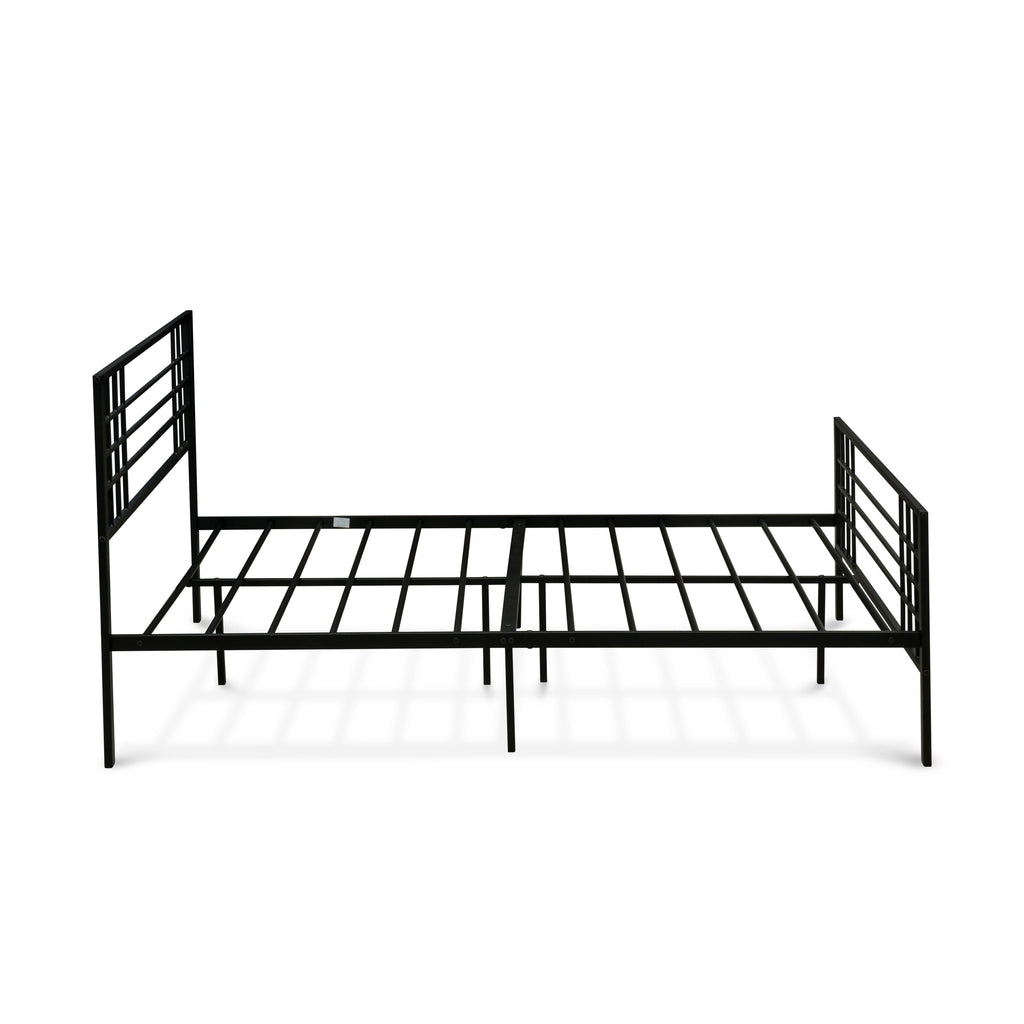 East West Furniture TYFBBLK Tyler Bed Frame with 9 Metal Legs - High-class Bed in Powder Coating Black Color