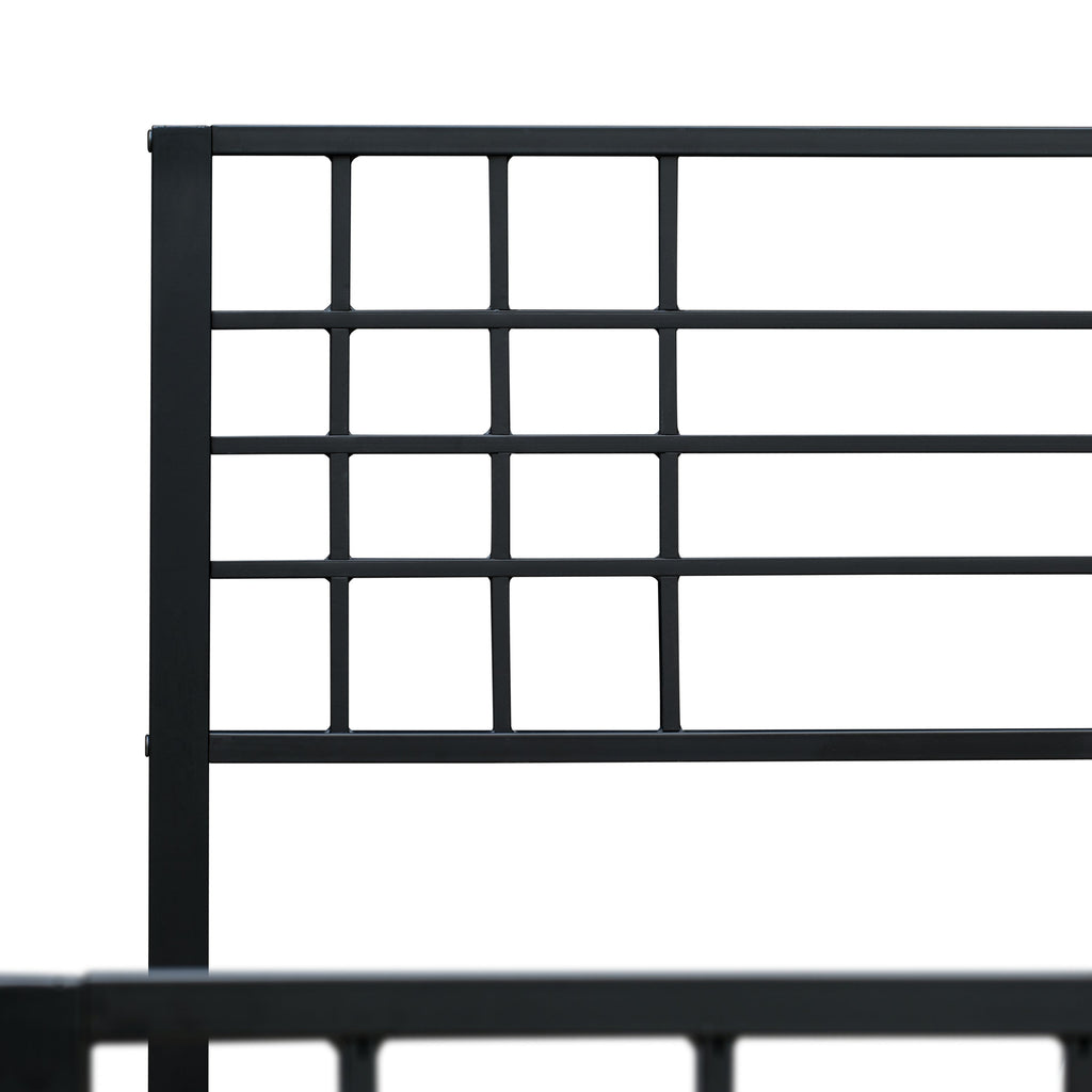 East West Furniture TYFBBLK Tyler Bed Frame with 9 Metal Legs - High-class Bed in Powder Coating Black Color