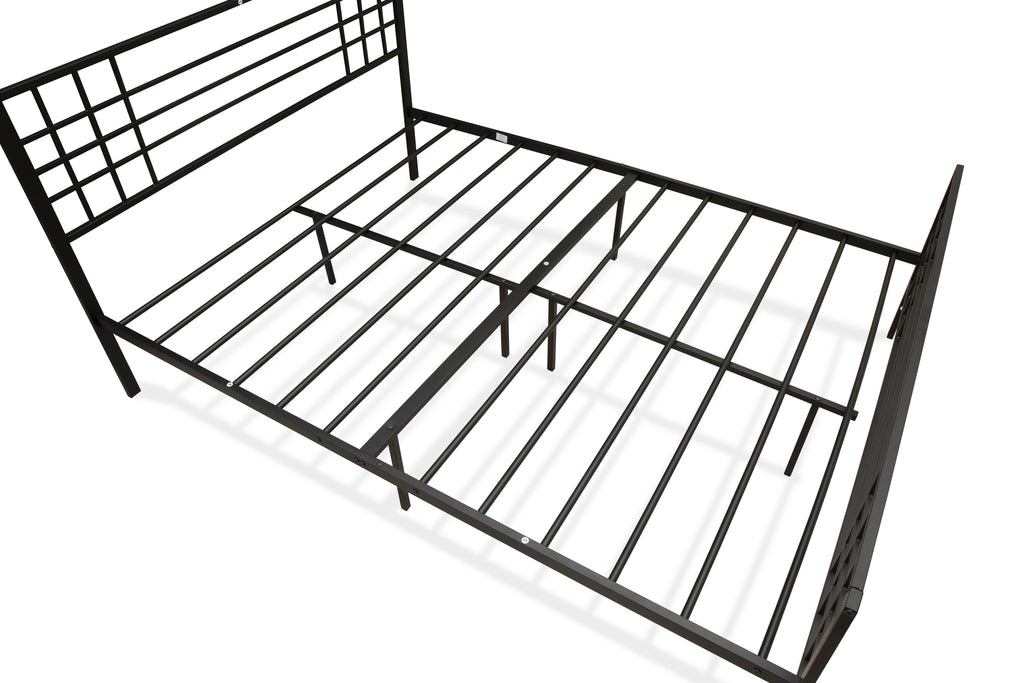 East West Furniture TYFBBLK Tyler Bed Frame with 9 Metal Legs - High-class Bed in Powder Coating Black Color