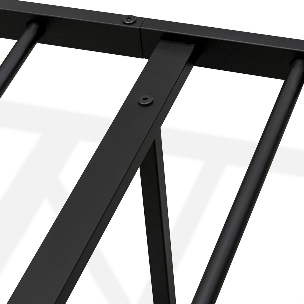 East West Furniture TYFBBLK Tyler Bed Frame with 9 Metal Legs - High-class Bed in Powder Coating Black Color