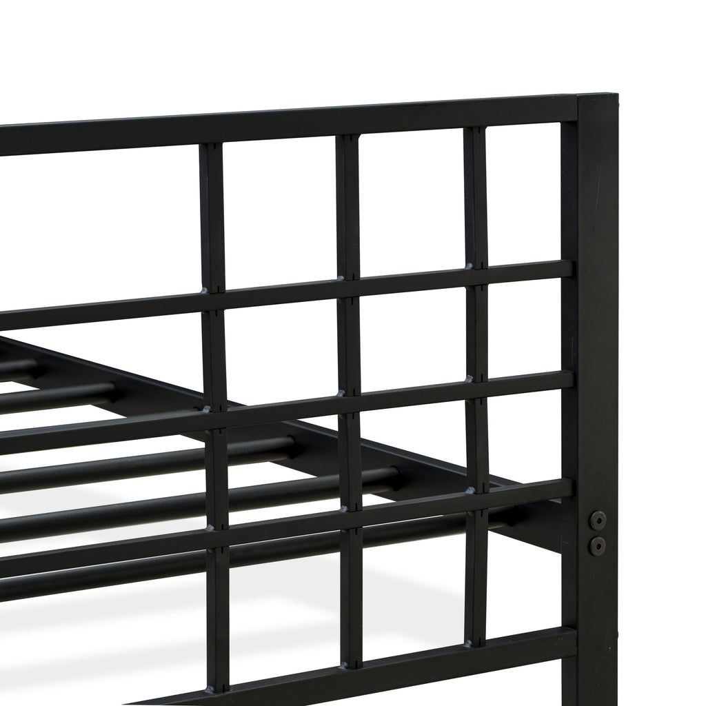 East West Furniture TYFBBLK Tyler Bed Frame with 9 Metal Legs - High-class Bed in Powder Coating Black Color