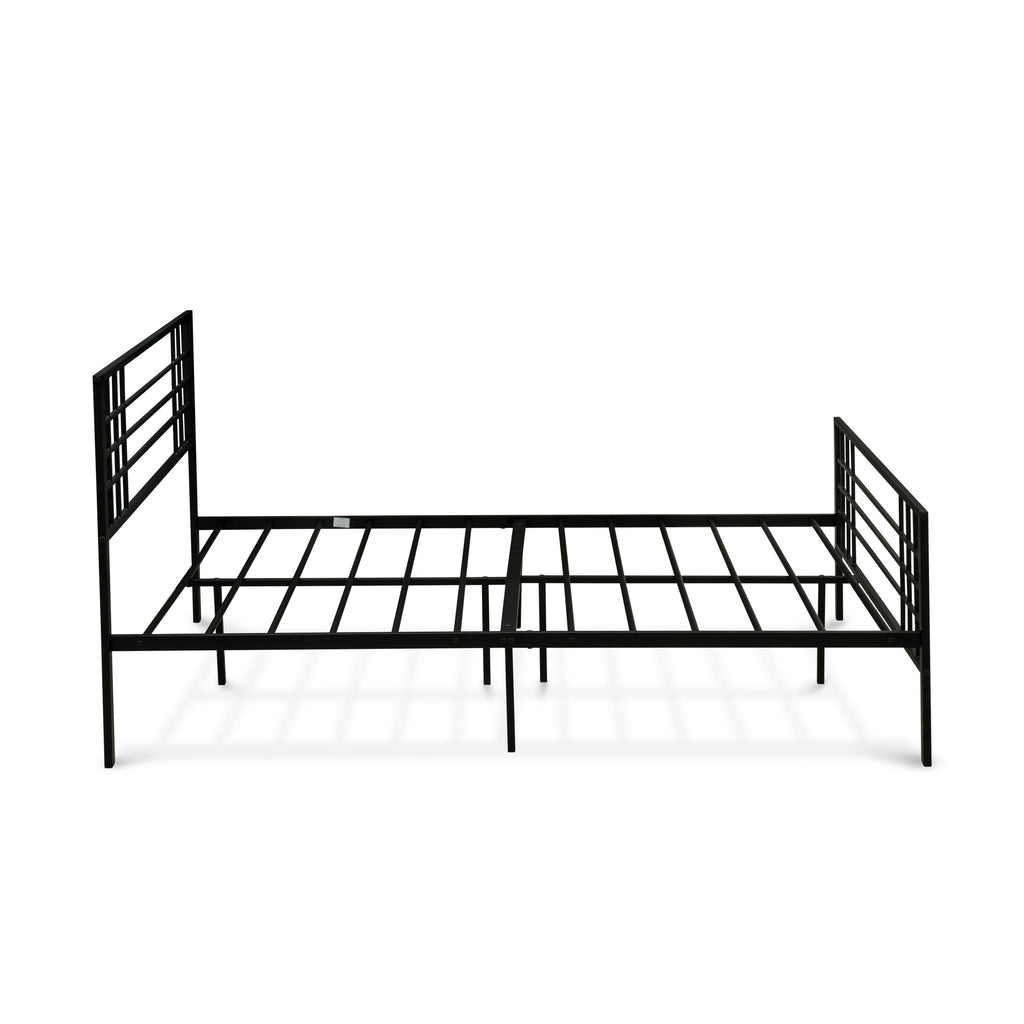 East West Furniture TYQBBLK Tyler Queen Platform Bed with 9 Metal Legs - Magnificent Bed in Powder Coating Black Color