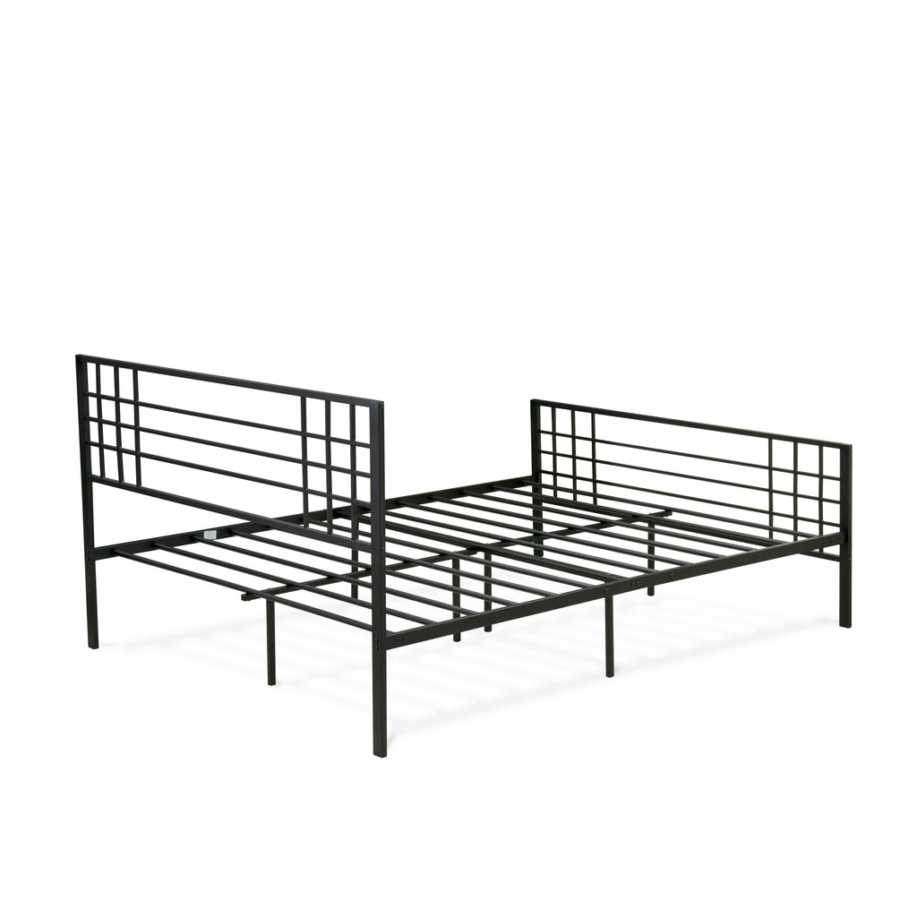 East West Furniture TYQBBLK Tyler Queen Platform Bed with 9 Metal Legs - Magnificent Bed in Powder Coating Black Color