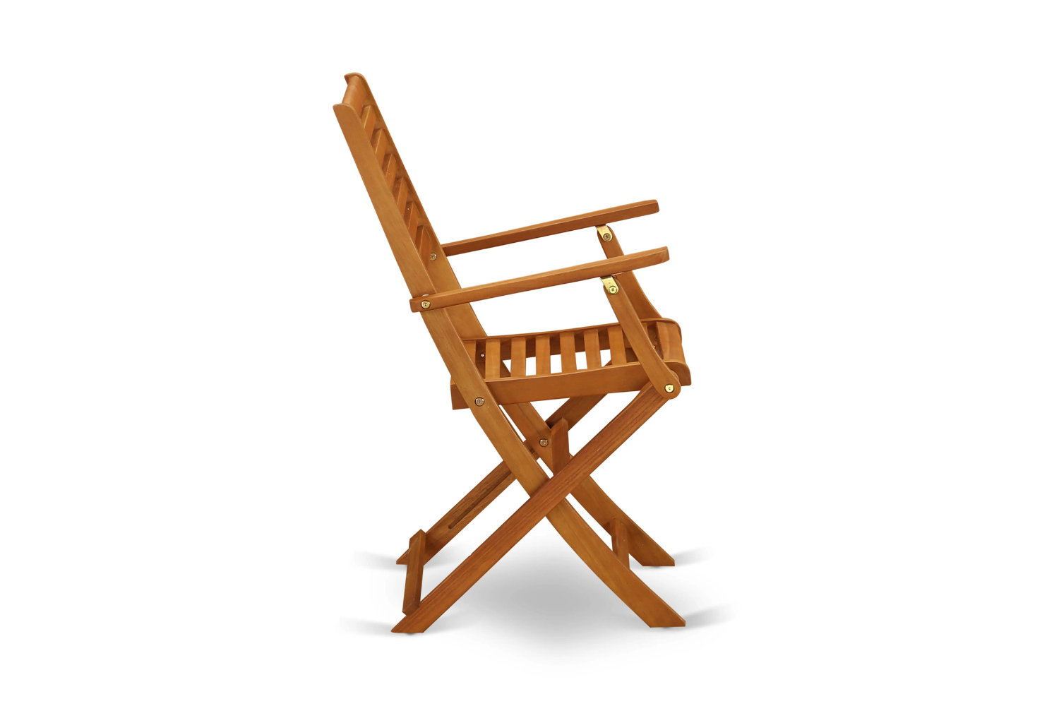 East West Furniture DECM5CANA 5-Piece Outdoor Set- 4 Outdoor Dining Chairs Slatted Back and Small Table and Rectangle Top with Wood 4 legs - Natural Oil Finish