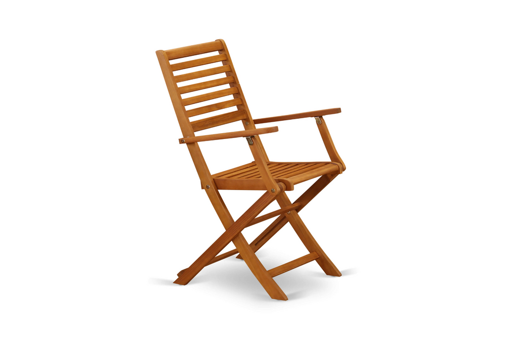 East West Furniture DECM5CANA 5 Piece Patio Dining Set Includes a Rectangle Outdoor Acacia Wood Table and 4 Folding Arm Chairs