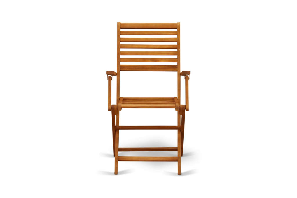 East West Furniture DECM5CANA 5 Piece Patio Dining Set Includes a Rectangle Outdoor Acacia Wood Table and 4 Folding Arm Chairs