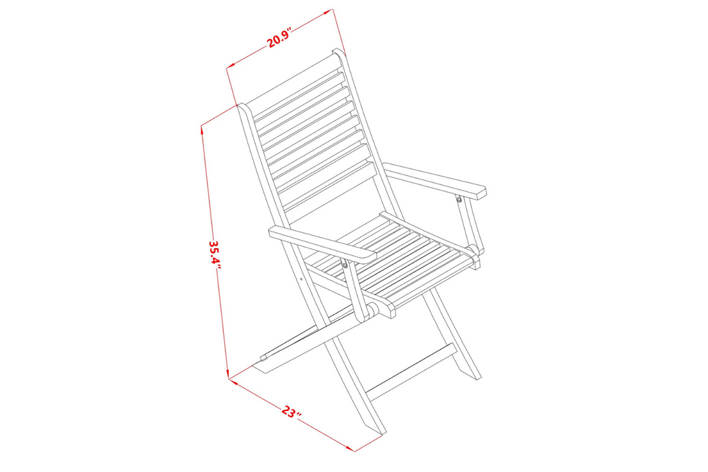East West Furniture DECM5CANA 5 Piece Patio Dining Set Includes a Rectangle Outdoor Acacia Wood Table and 4 Folding Arm Chairs