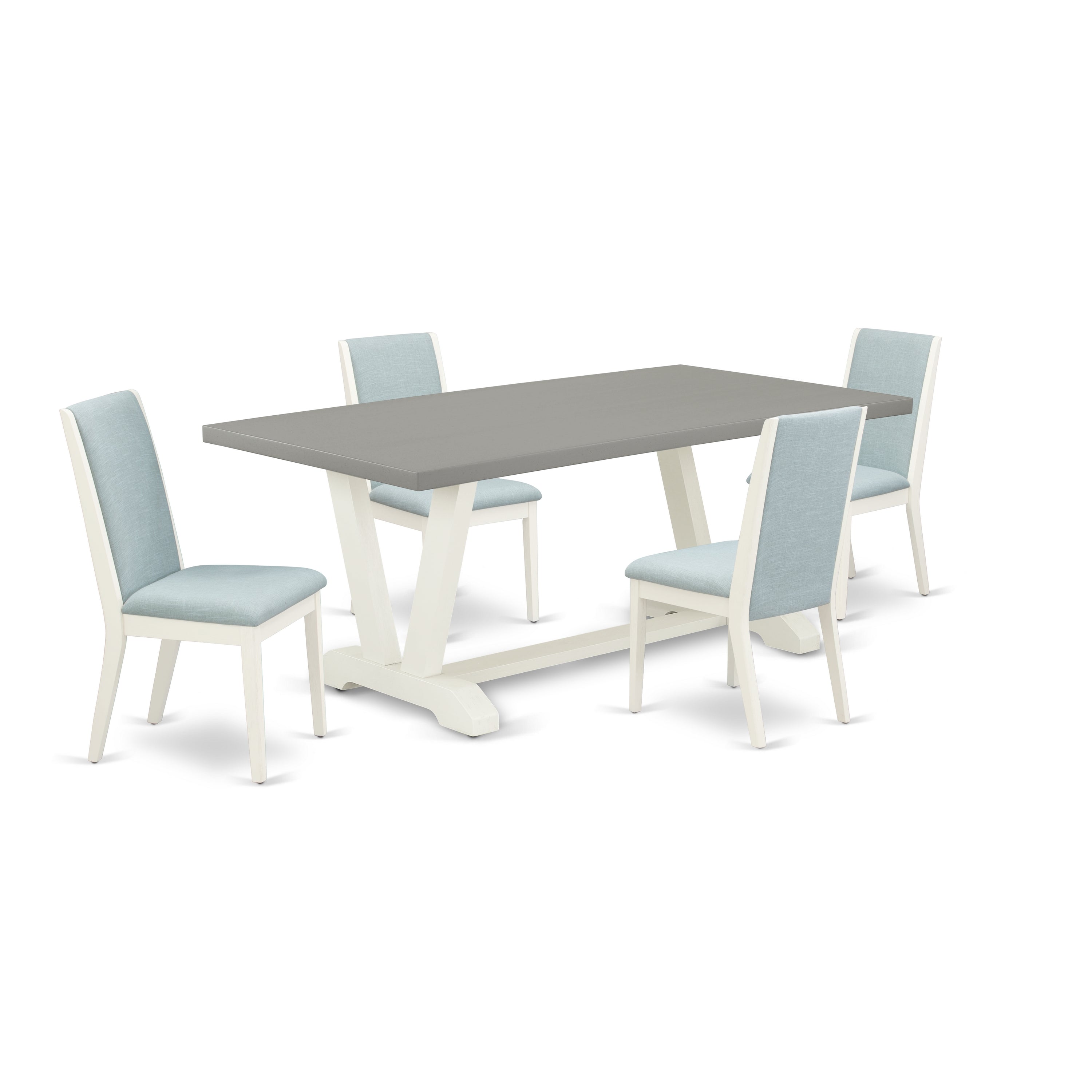 East West Furniture V097LA015-5 5-Piece Dining Room Table Set with Kitchen Table - 4 Linen Fabric Parson Chairs (linen white Finish)