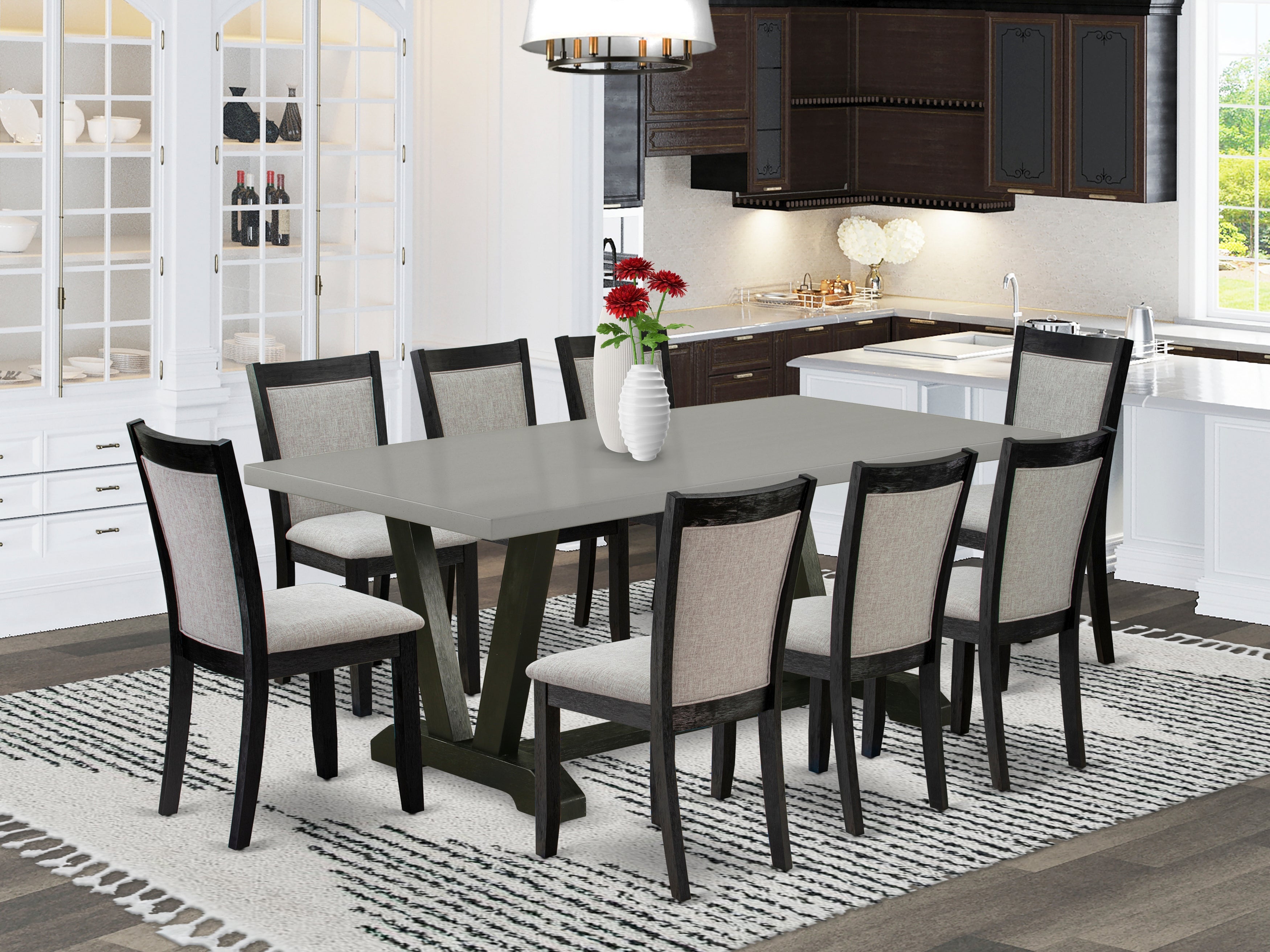 East West Furniture V697MZ606-9 9 Piece Modern Dining Set