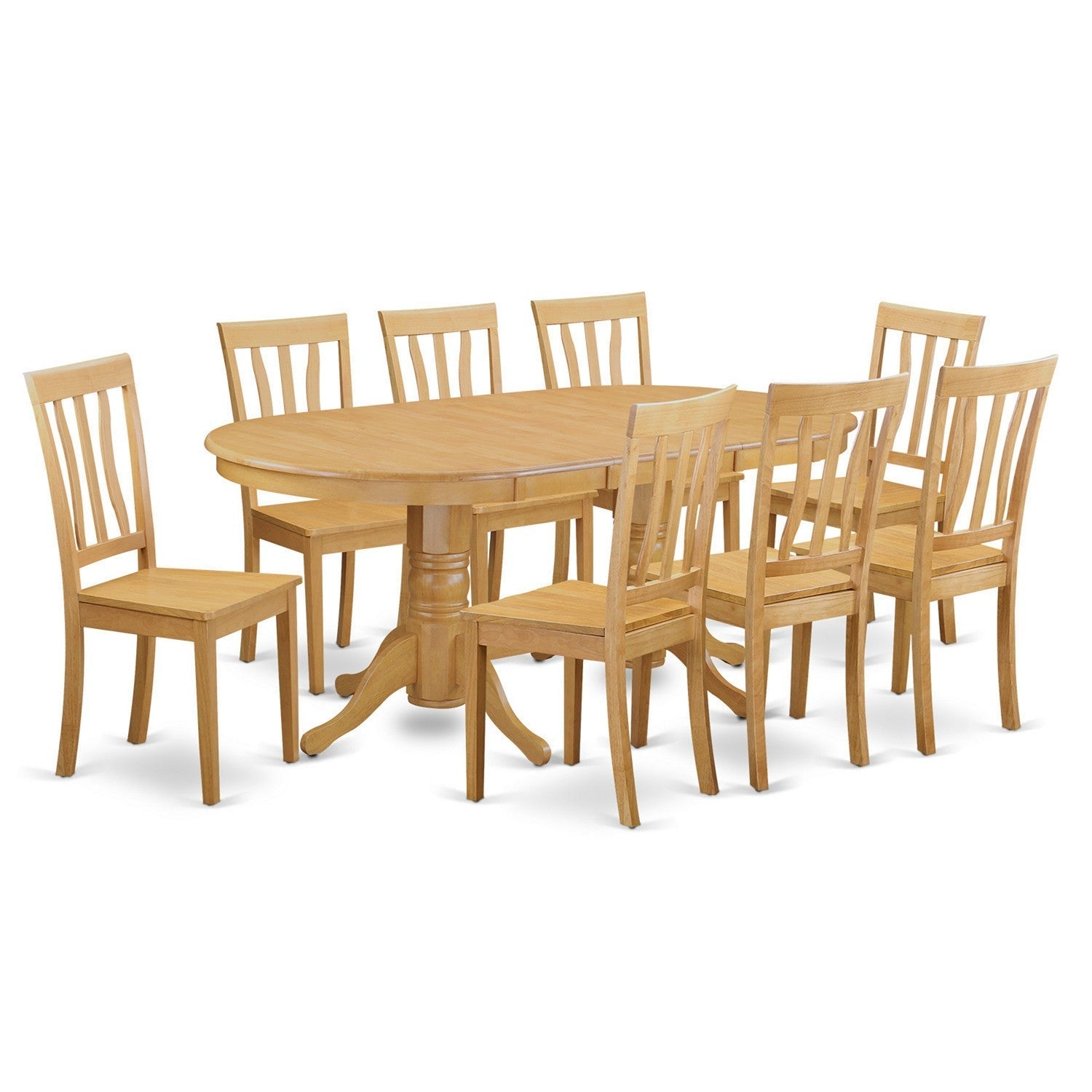 VAAN9-OAK-W 9 Pc Table and Chairs set - Kitchen dinette Table and 8 Dining Chairs