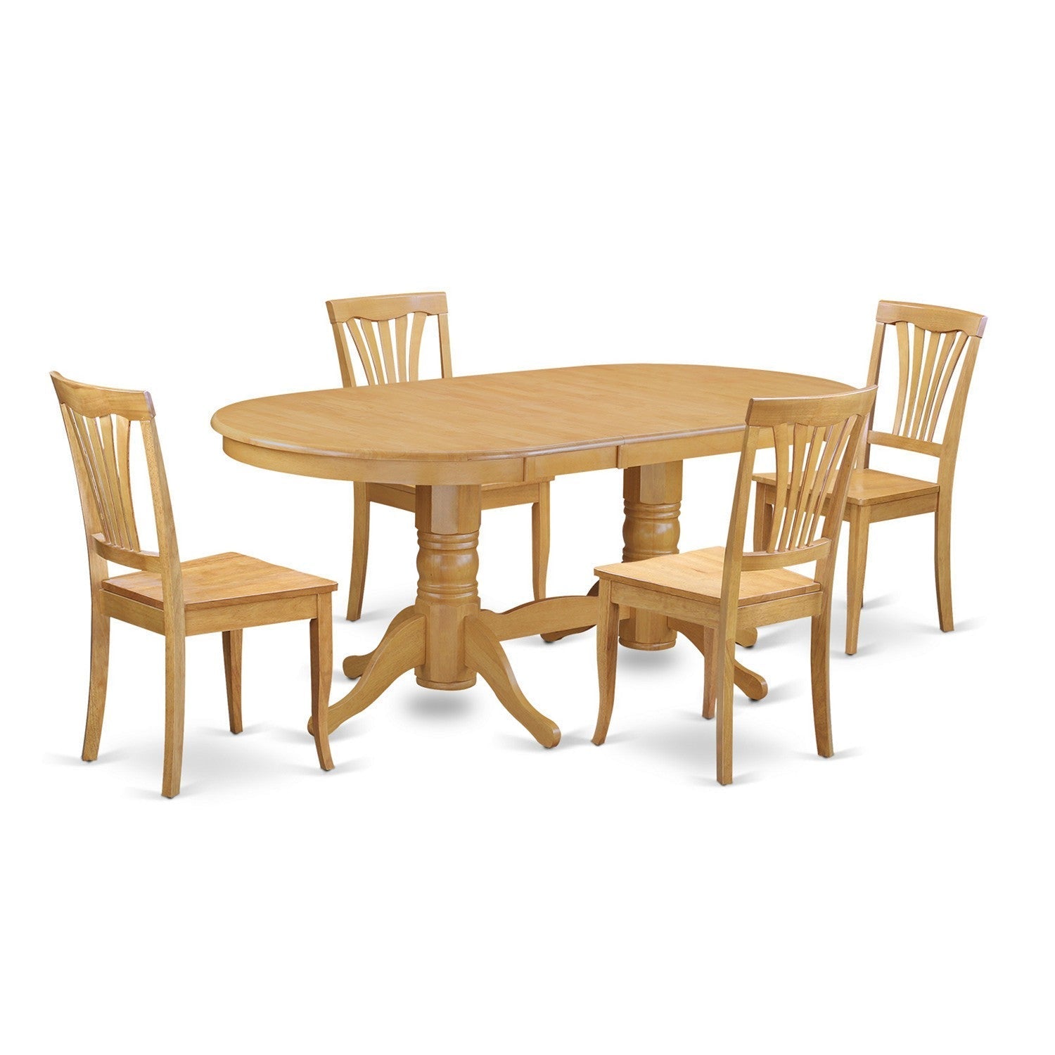 Juego de mesa de comedor East West Furniture VAAV5-OAK-W de 5 piezas para 4 personas. Incluye una mesa de cocina ovalada con diseño de hojas de mariposa y 4 sillas de comedor de cocina.