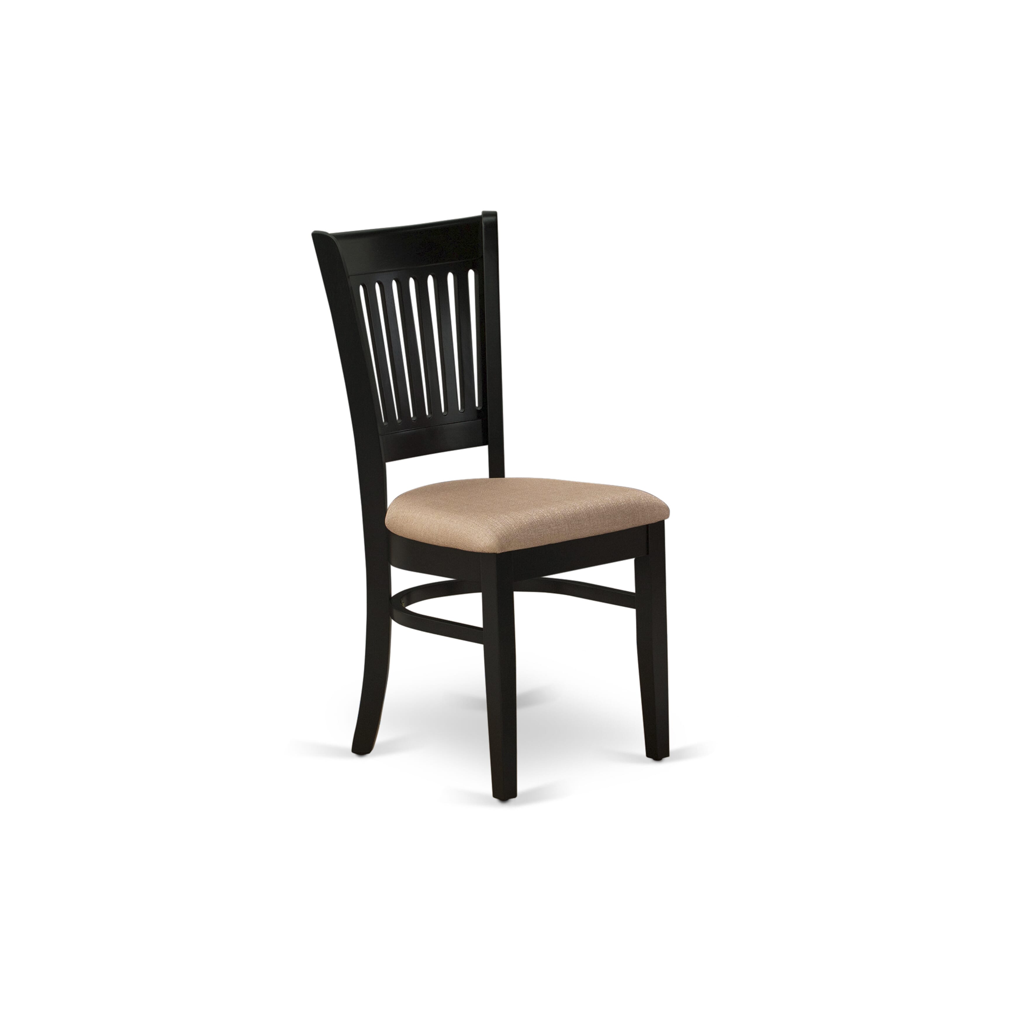 East West Furniture AMVA5-BCH-C 5-Piece Modern Dining Table Set Consists of a Dinner Table and 4 Linen Fabric Kitchen Dining Chairs with Slatted Back - Black Finish
