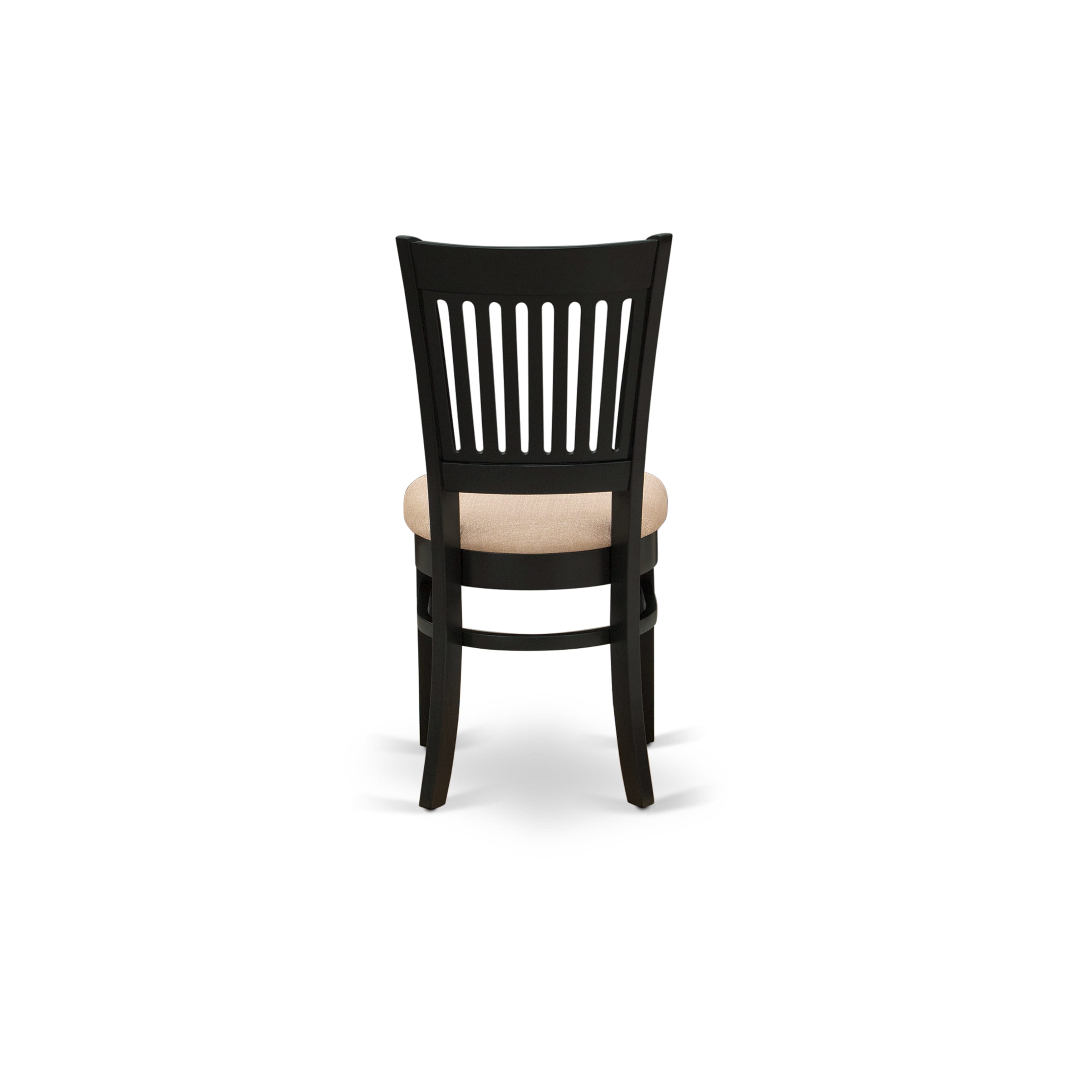 East West Furniture ESVA3-BCH-C 3-Piece Dining Table SetInclude a Wood Table and 2 Linen Fabric Kitchen Chairs with Slatted Back - Black Finish
