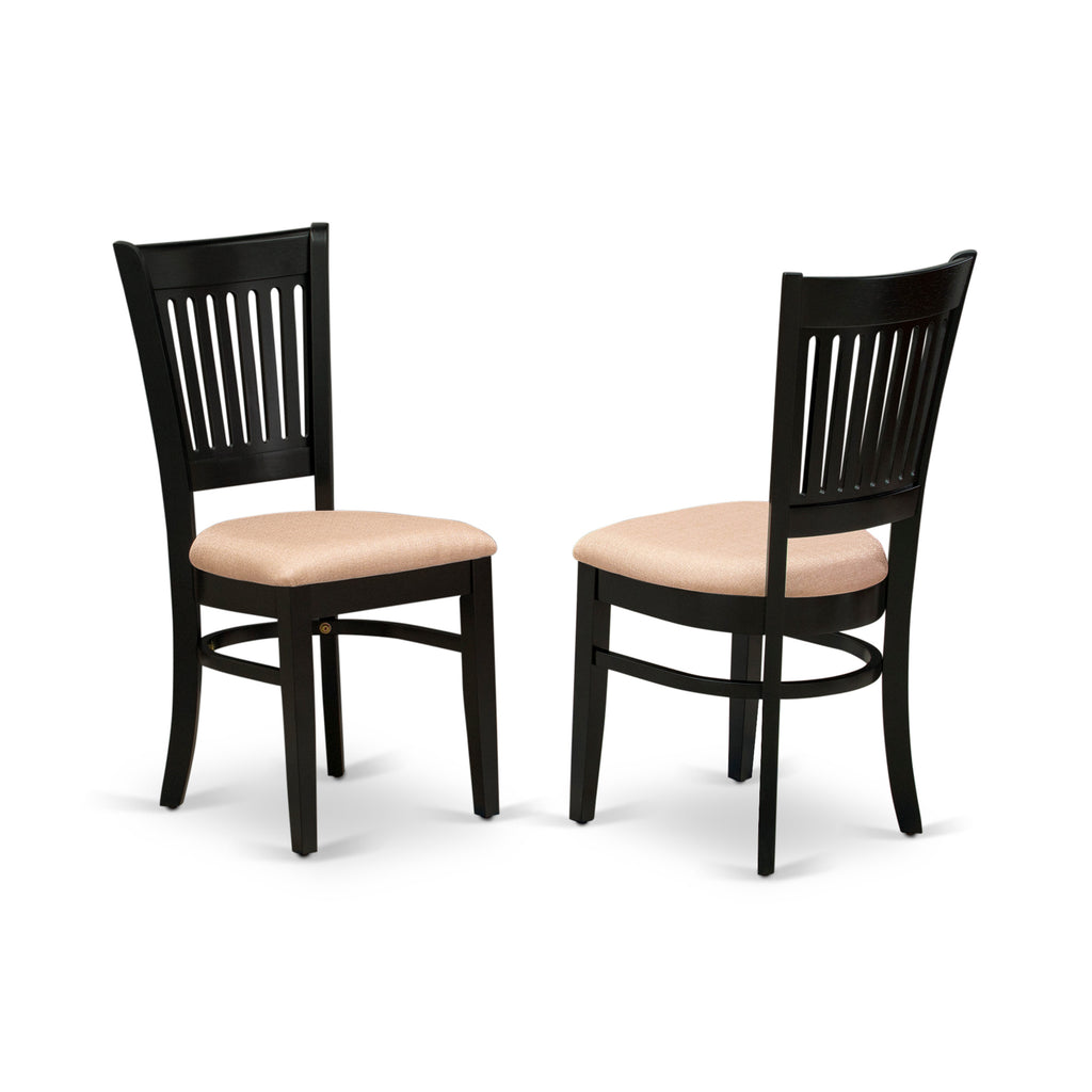 East West Furniture VAC-BLK-C Vancouver Dining Chairs - Linen Fabric Upholstered Wood Chairs