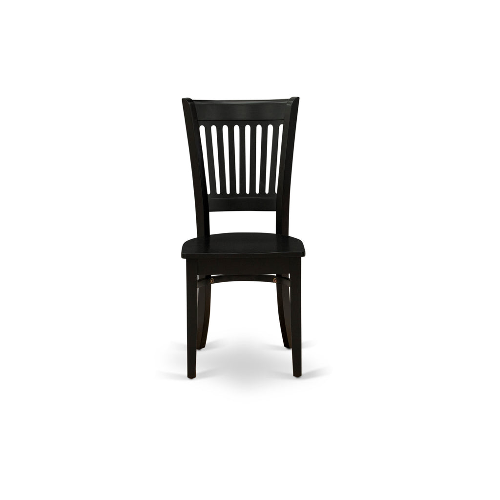 East West Furniture VAC-BLK-W Vancouver Dining Room Chairs - Slat Back Wood Seat Chairs, Set of 2, Oak