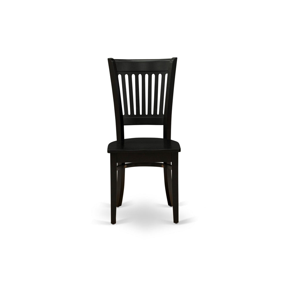 East West Furniture ANVA3-BLK-W 3 Piece Kitchen Table Set for Small Spaces Contains a Round Dining Room Table with Pedestal and 2 Dining Chairs