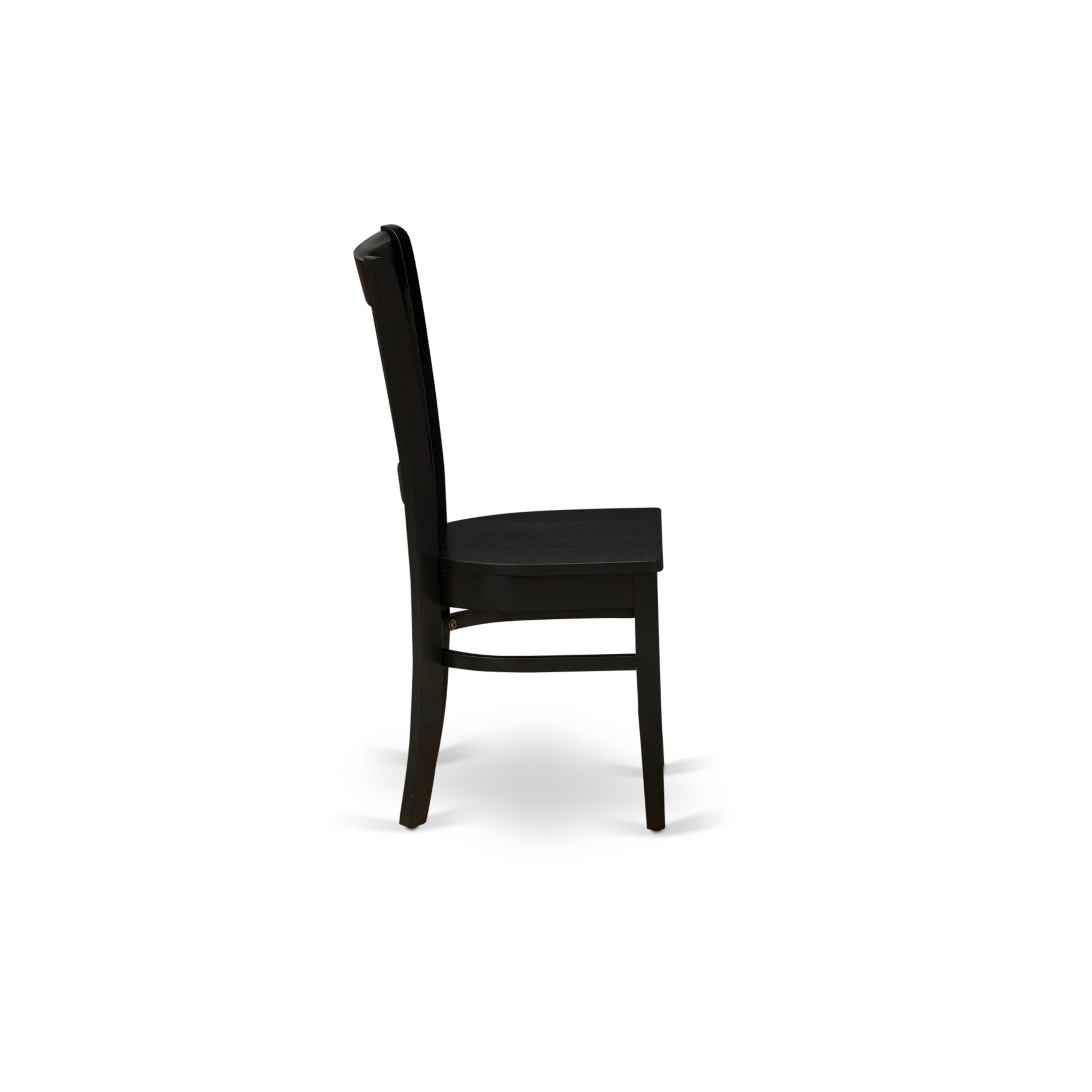 VAC-BLK-W Wooden Dining Chair 2-Piece Set- Wooden Seat and Slatted Back with Black Finish - Set of 2