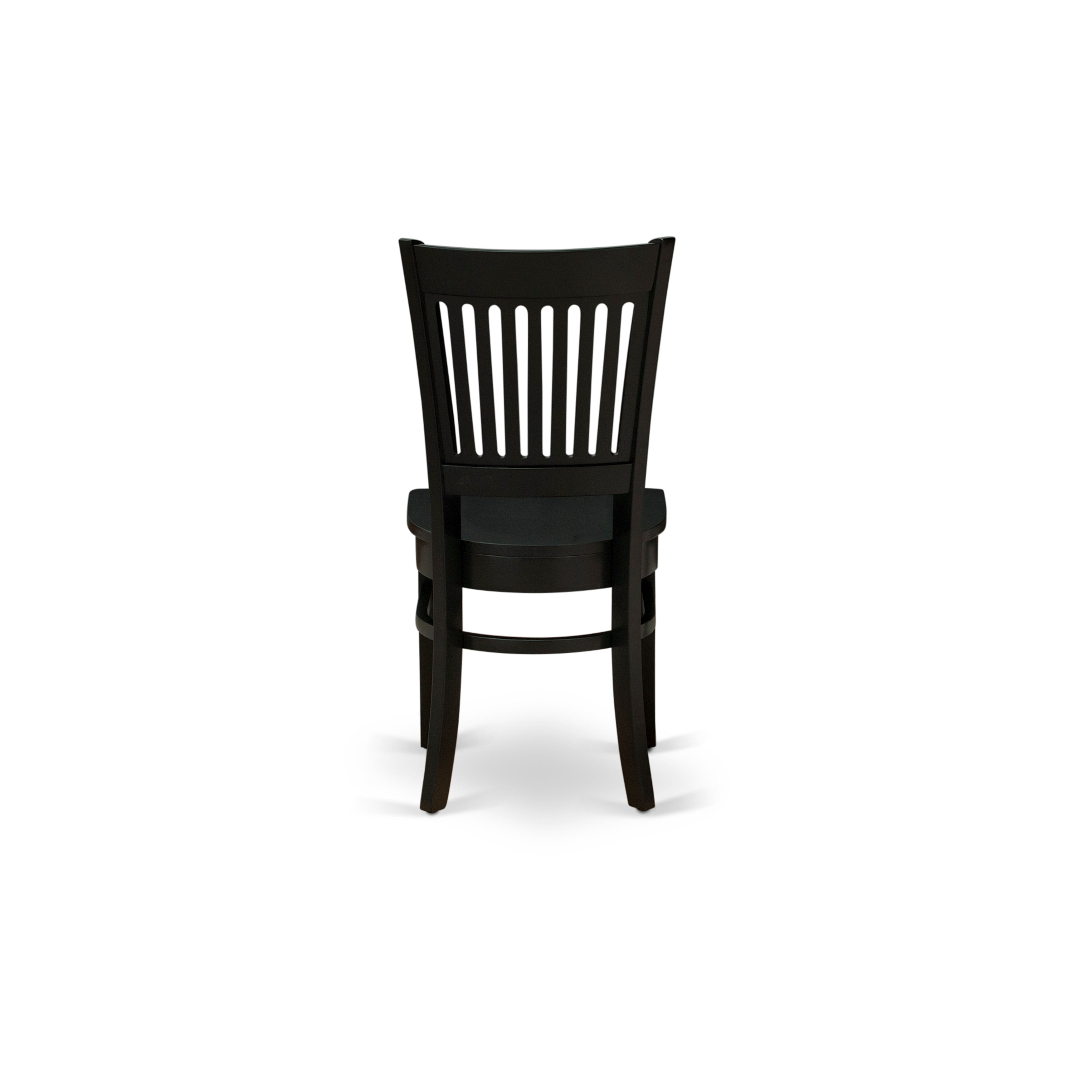 VAC-BLK-W Wooden Dining Chair 2-Piece Set- Wooden Seat and Slatted Back with Black Finish - Set of 2