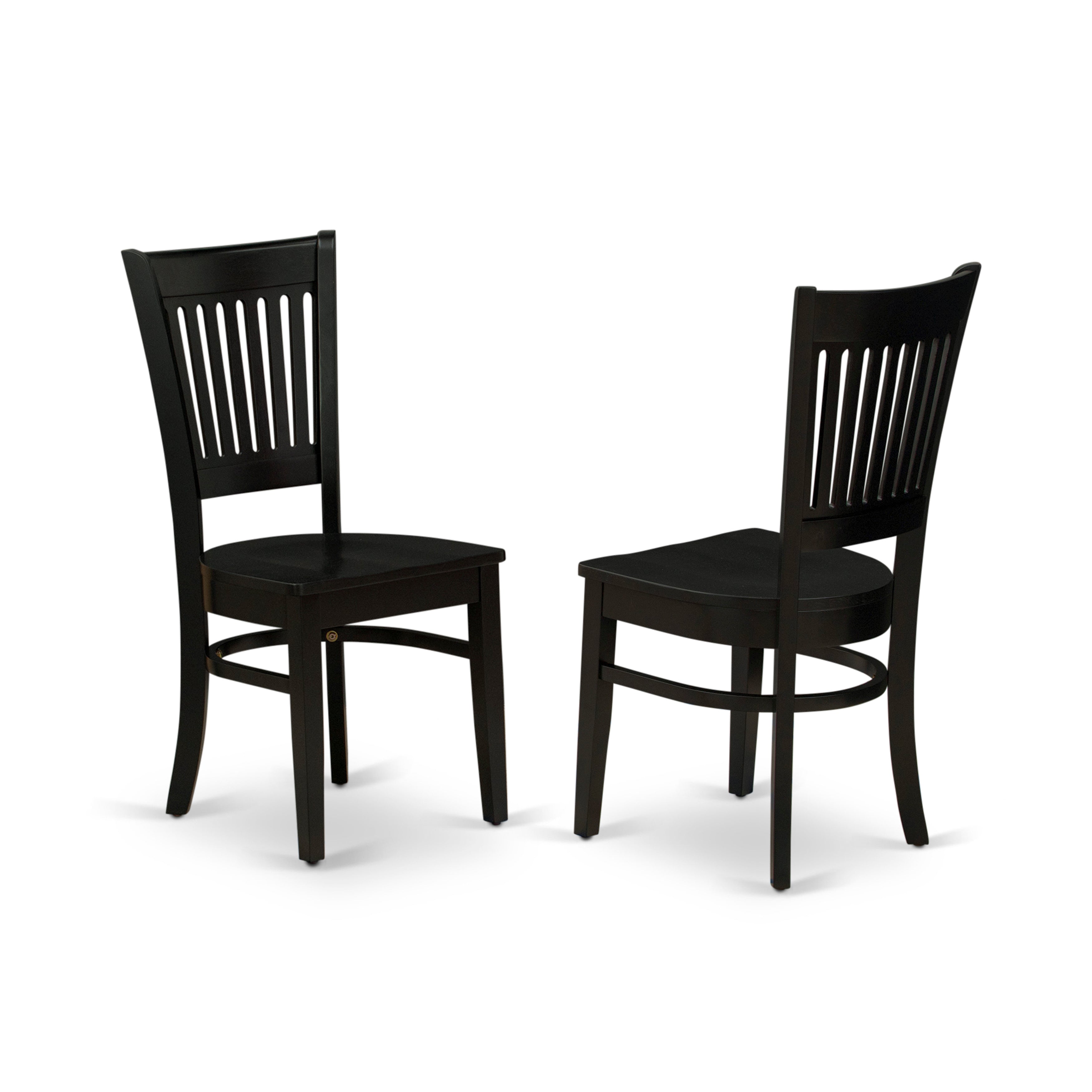 VAC-BLK-W Wooden Dining Chair 2-Piece Set- Wooden Seat and Slatted Back with Black Finish - Set of 2
