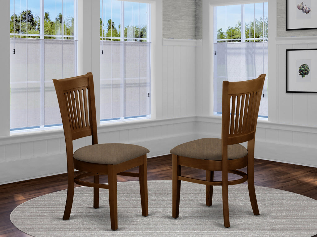 VAC-ESP-C Vancouver Linen Fabric Seat Chairs for dining room - Espresso Finish - Set of 2 