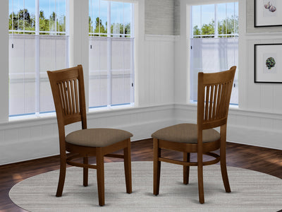 VAC-ESP-C Vancouver Linen Fabric Seat Chairs for dining room - Espresso Finish - Set of 2