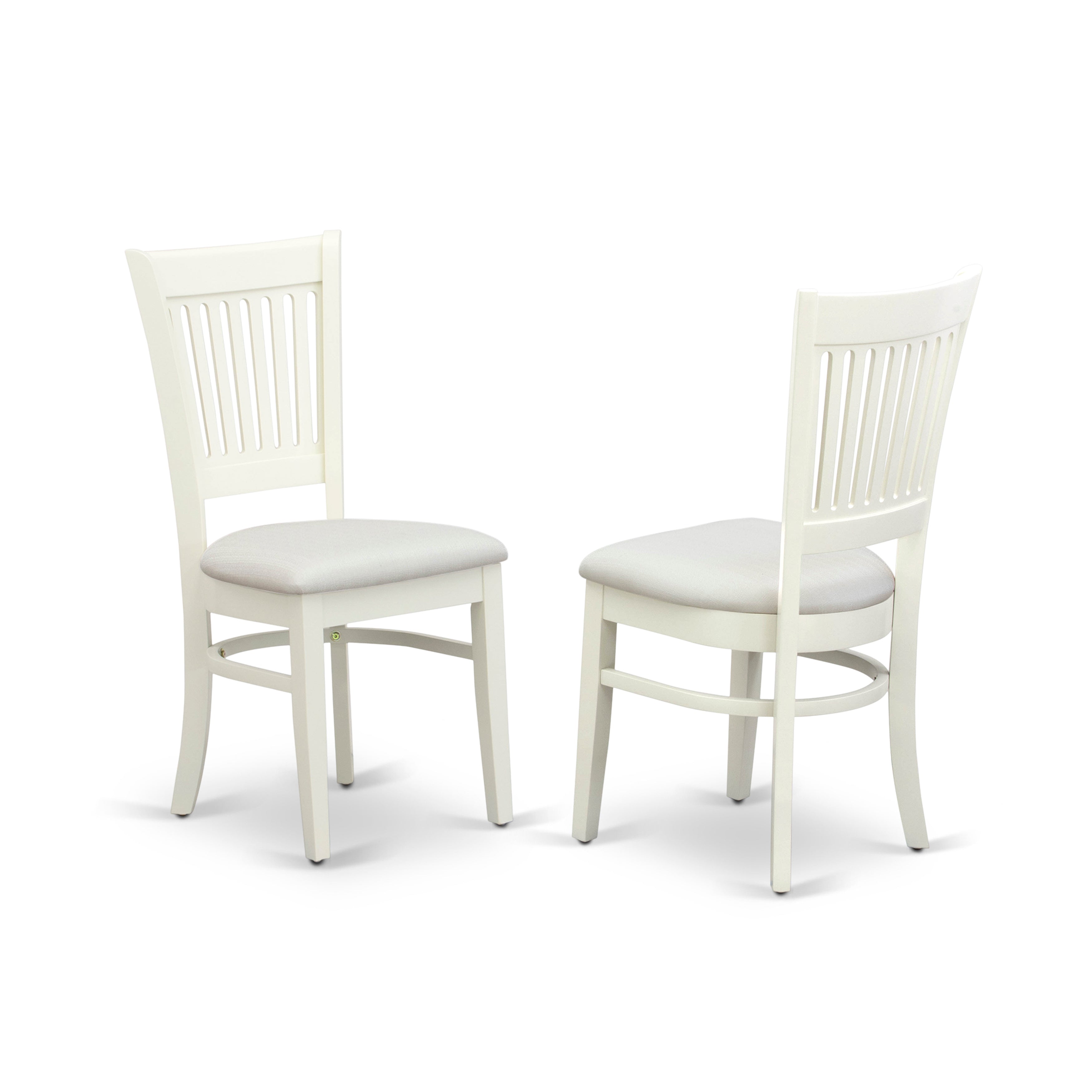 VAC-LWH-C Dining Room Chairs 2-Piece Set- Linen Fabric Seat and Slatted Back with Linen White Finish - Set of 2