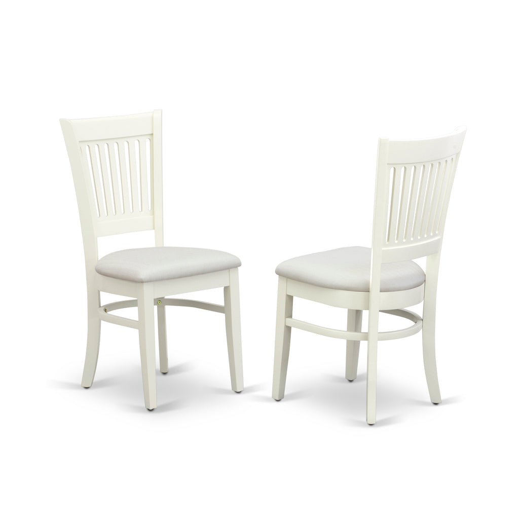 East West Furniture VAC-LWH-C Vancouver Dining Room Chairs - Linen Fabric Upholstered Wooden Chairs