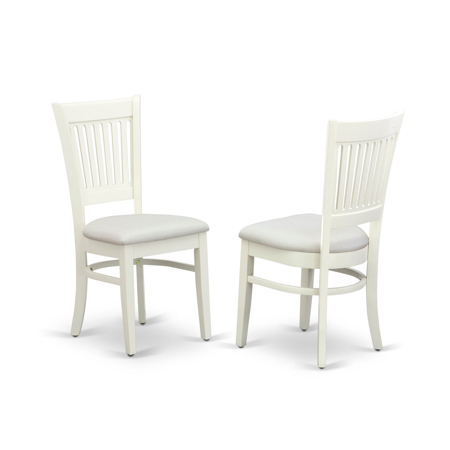 East West Furniture NOVA3-LWH-C 3-Pc Dining Set 2 Wood Dining Chairs with Slatted Back and a Linen Fabric Seat and Butterfly Leaf Dining Table with Rectangular Top and 4 Legs- Linen White Finish