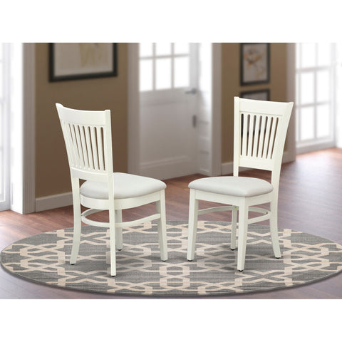 VAC-LWH-C Dining Room Chairs 2-Piece Set- Linen Fabric Seat and Slatted Back with Linen White Finish - Set of 2 