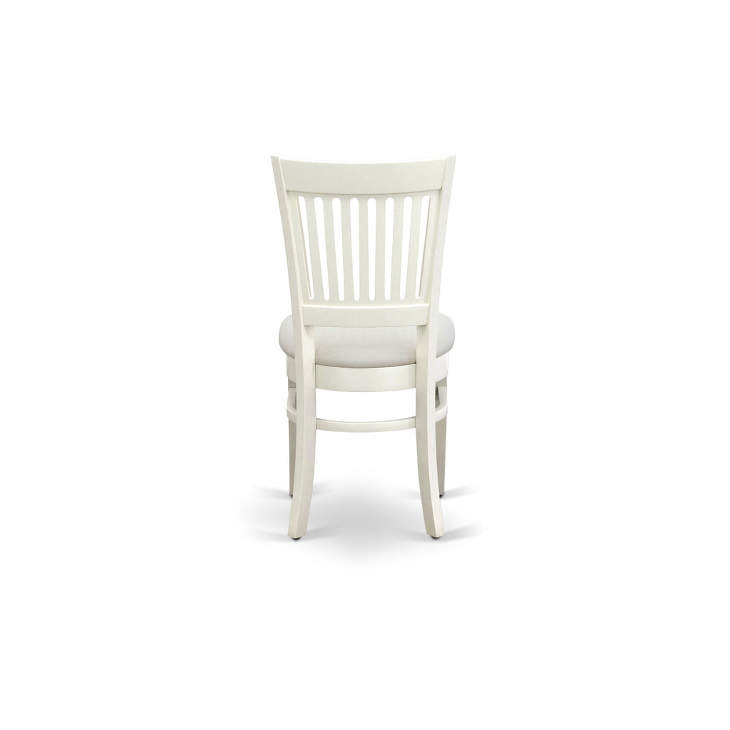 El juego de mesa de comedor de 5 piezas East West Furniture AVVA5-LWH-C incluye una mesa de cocina ovalada con hojas de mariposa y 4 sillas de comedor tapizadas en tela de lino.