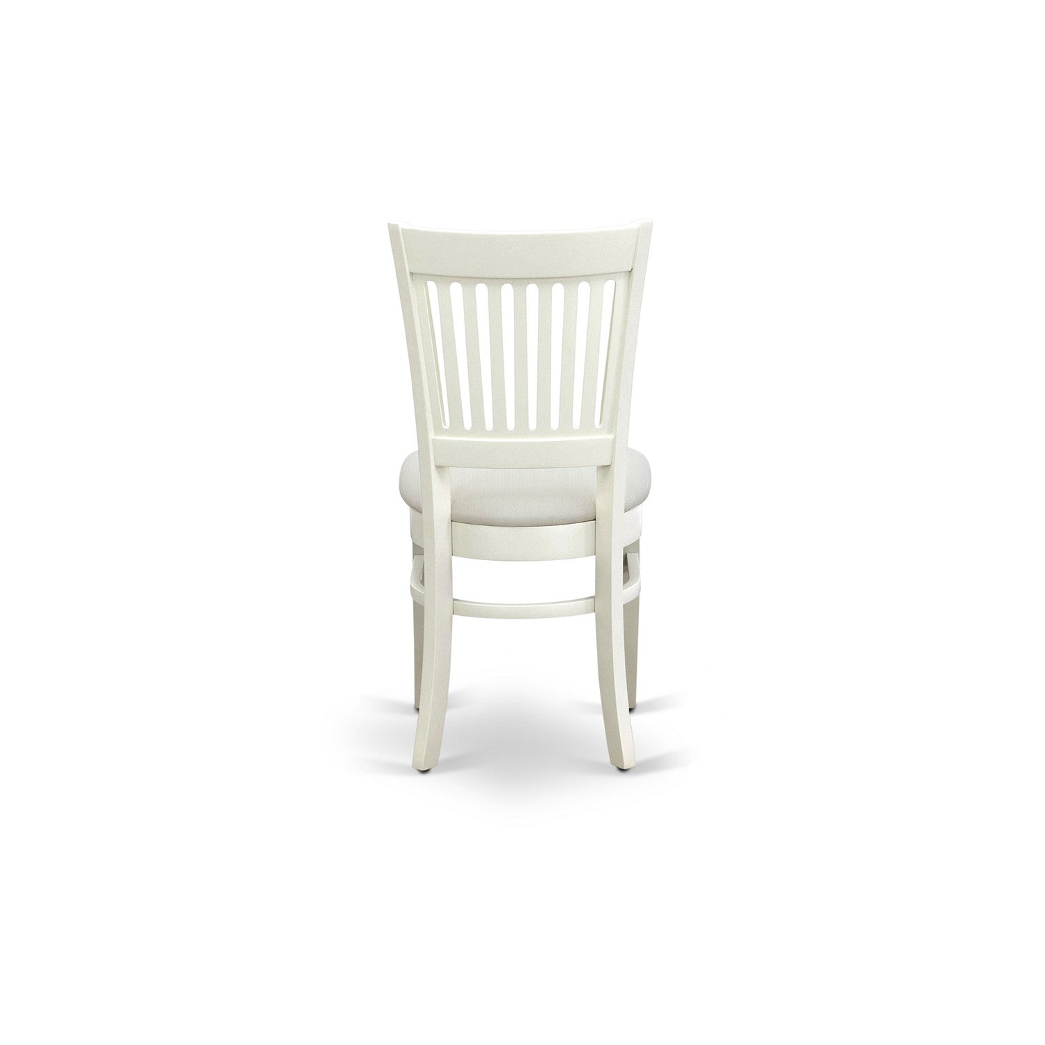 East West Furniture LGVA9-LWH-C 9-Pc kitchen dining table set-8 wooden chairs with Slatted Back and Linen fabric seat-A Butterfly Leaf breakfast table with Rectangular Top and 4 Legs- Linen White Finish