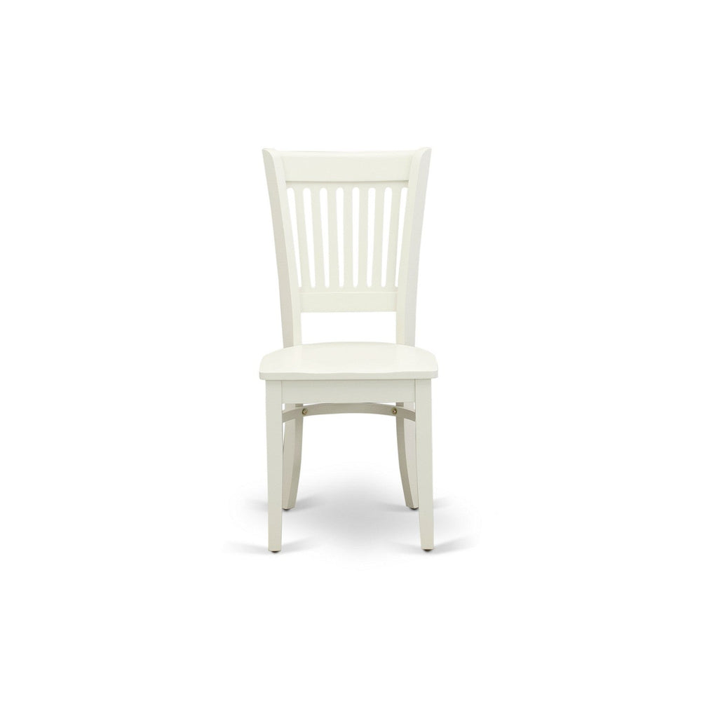 East West Furniture VAC-LWH-W Vancouver Dining Chairs - Slat Back Wood Seat Kitchen Chairs, Set of 2, Linen White