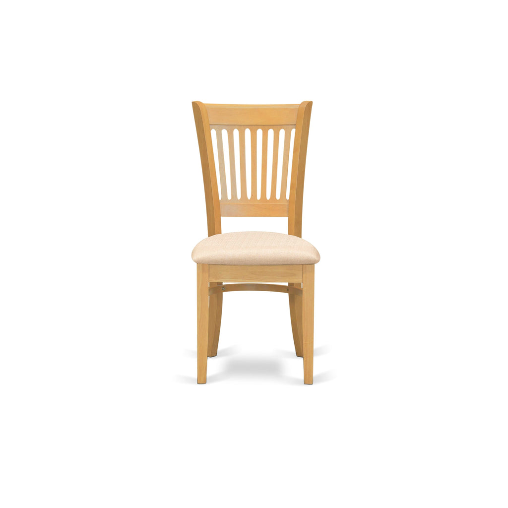 El juego de mesa de comedor moderno de 5 piezas East West Furniture AVVA5-OAK-C incluye una mesa ovalada de madera con hojas de mariposa y 4 sillas de comedor de cocina de tela de lino.