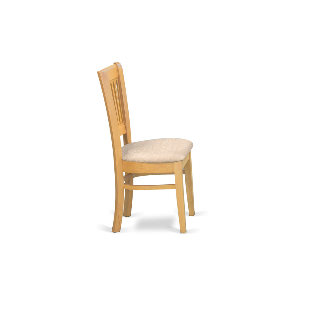 El juego de mesa de comedor moderno de 5 piezas East West Furniture AVVA5-OAK-C incluye una mesa ovalada de madera con hojas de mariposa y 4 sillas de comedor de cocina de tela de lino.