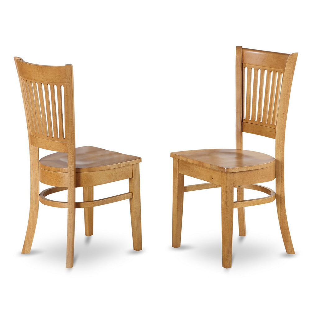 East West Furniture ANVA3-OAK-W 3 Piece Dining Table Set for Small Spaces Contains a Round Kitchen Table with Pedestal and 2 Dining Room Chairs