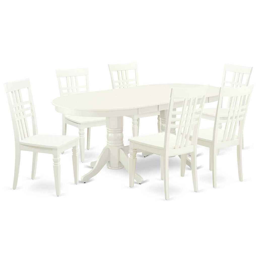 East West Furniture VALG7-LWH-W 7 Piece Dining Table Set Consist of an Oval Dinner Table with Butterfly Leaf and 6 Dining Room Chairs
